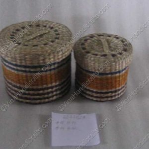 Hộp cói tròn sọc màu có nắp VNH0068