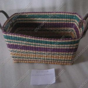 Hộp cói quai da màu sọc ngang VNH0074