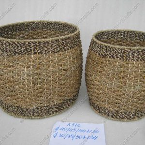 Giỏ cói xe đan kết hợp bèo VNH0010