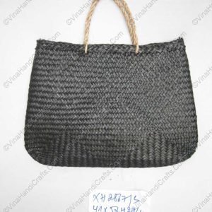 Túi đan cói dập màu đen VNH0094