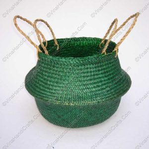 Giỏ đan cói dập màu xanh VNH0096