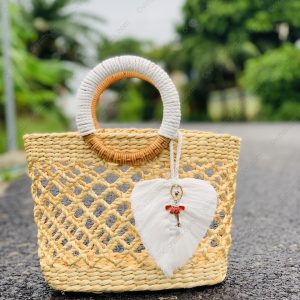 Túi lục bình đan mắt cáo quai tròn VNH0438